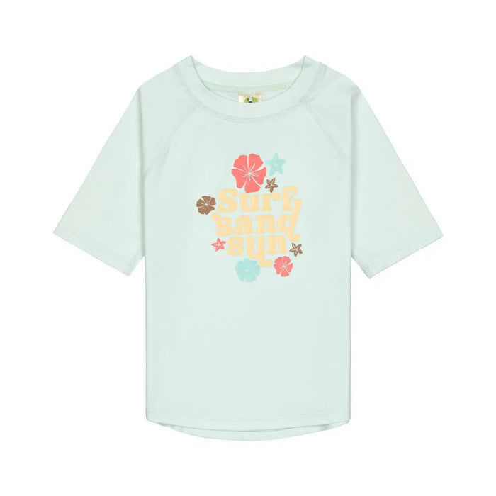 T-shirt anti-UV manches courtes Lässig - Fleurs vert écume
