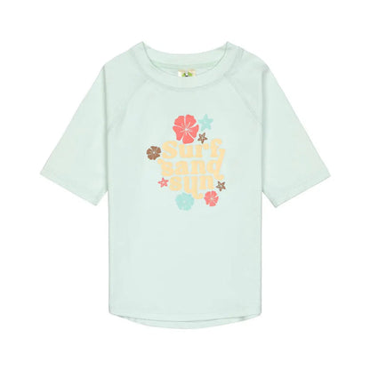 T-shirt anti-UV manches courtes Lässig - Fleurs vert écume