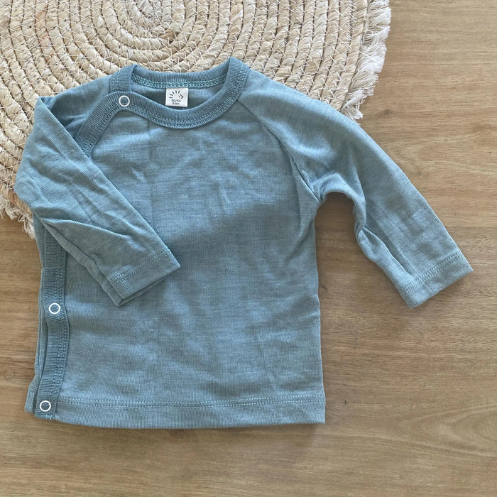Tee-shirt kimono laine & soie Popolini - Sage Green