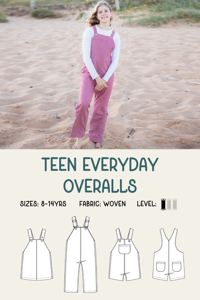 Teen Everyday Overalls Sewing Pattern