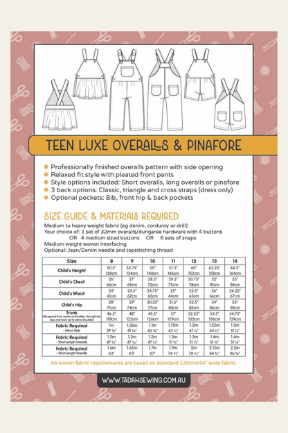 Teen Luxe Overalls Sewing Pattern