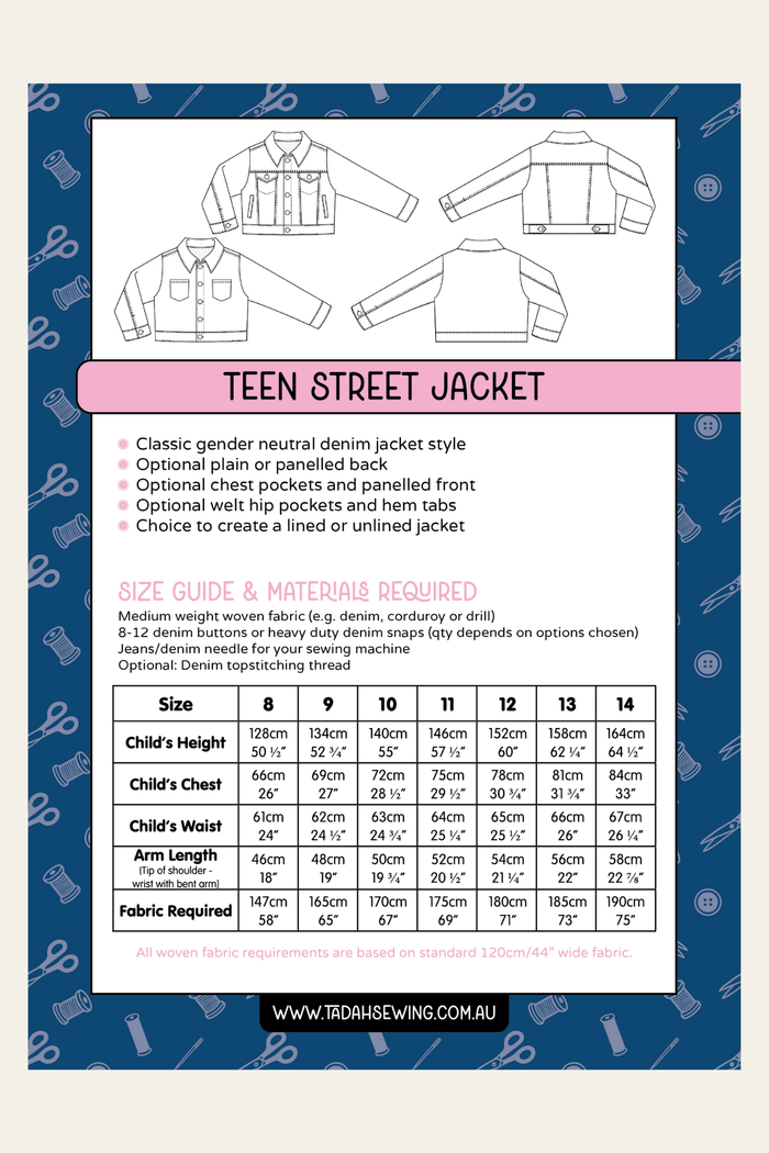 Teen Street Jacket Sewing Pattern
