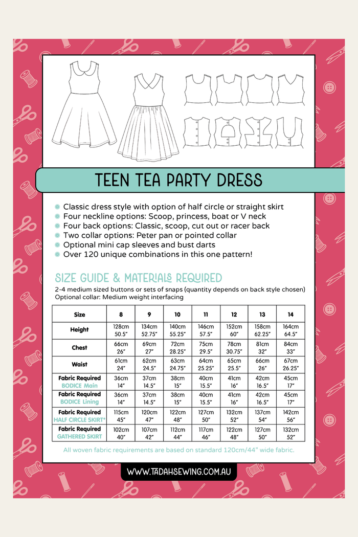 Teen Tea Party Dress Sewing Pattern