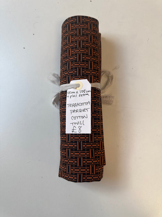 Terracotta Parquet Cotton Twill Remnant