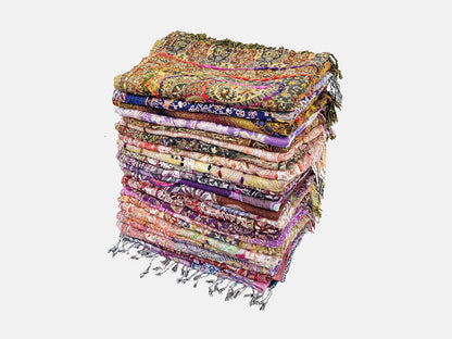 Thick Stitch Embroidered Scarf in Assorted Jewel Tones