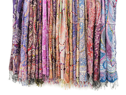 Thick Stitch Embroidered Scarf in Assorted Jewel Tones