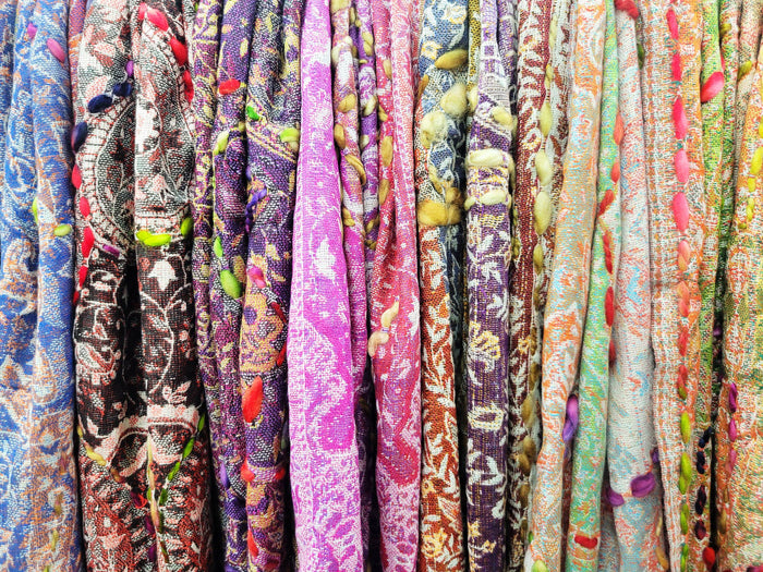 Thick Stitch Embroidered Scarf in Assorted Jewel Tones