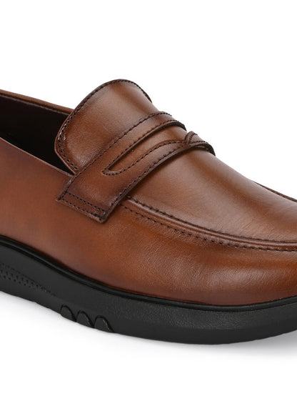 TokyoSole Amber Crest Tan Penny Loafers for Men (HRLFR005TAN)