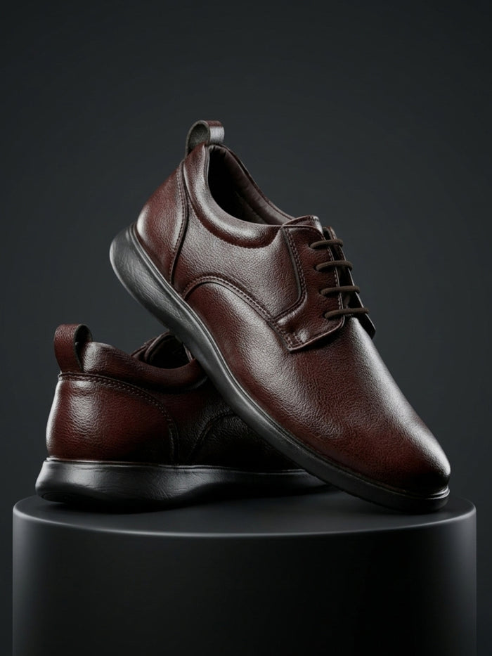 TokyoSole Mahogany Edge Leather Derby Shoes for Men (HRLFR006BRN)
