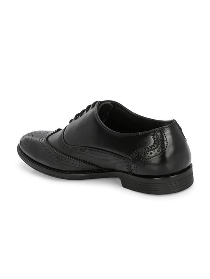 TokyoSole Midnight Brogue Oxford Shoes for Men (HRLFR003BLK)