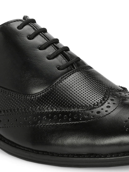 TokyoSole Midnight Brogue Oxford Shoes for Men (HRLFR003BLK)