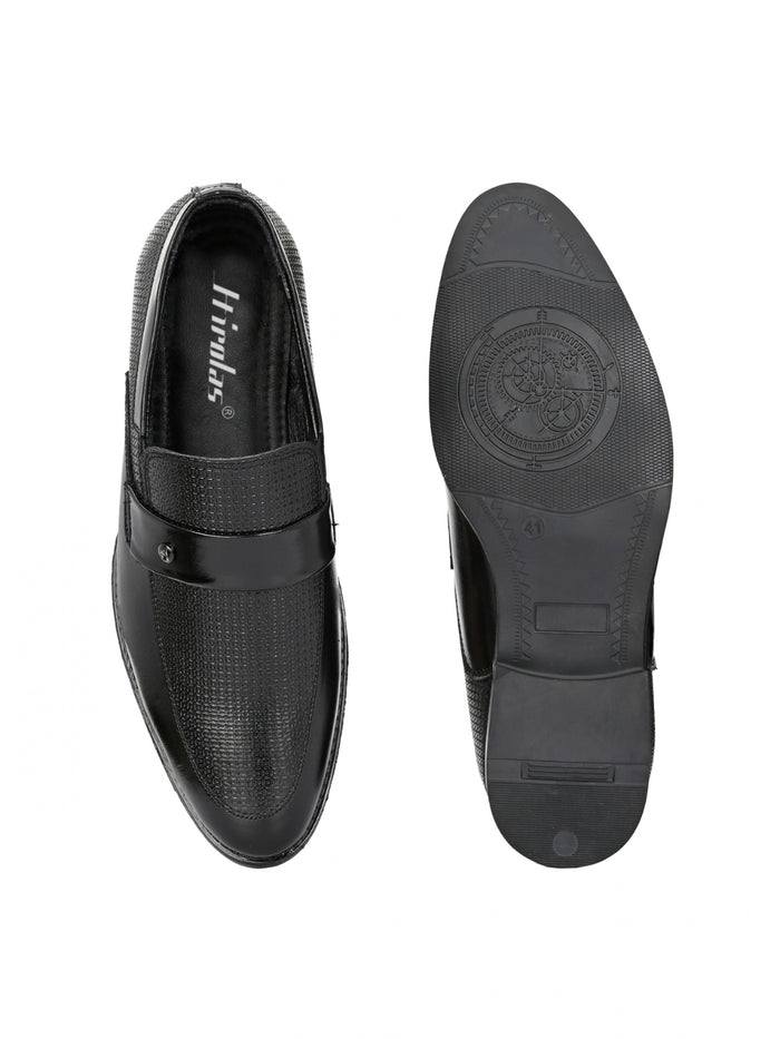 TokyoSole Noir Textured Monk Strap Loafers for Men (HRLFR004BLK)