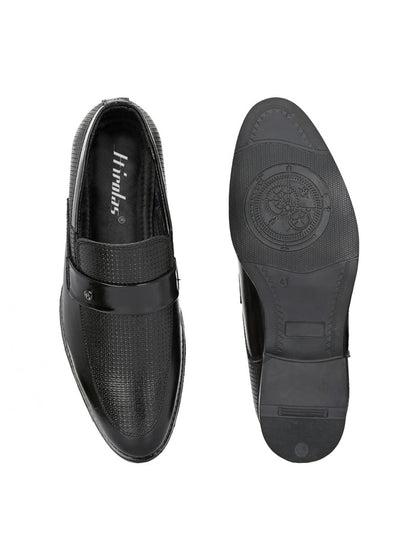 TokyoSole Noir Textured Monk Strap Loafers for Men (HRLFR004BLK)
