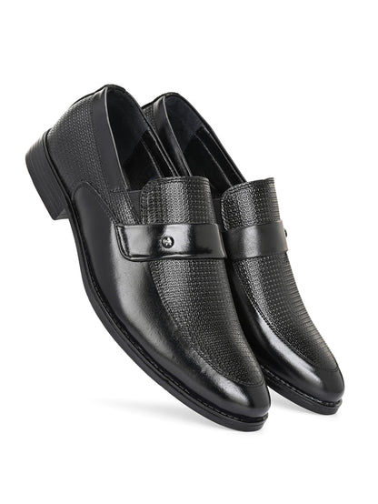 TokyoSole Noir Textured Monk Strap Loafers for Men (HRLFR004BLK)