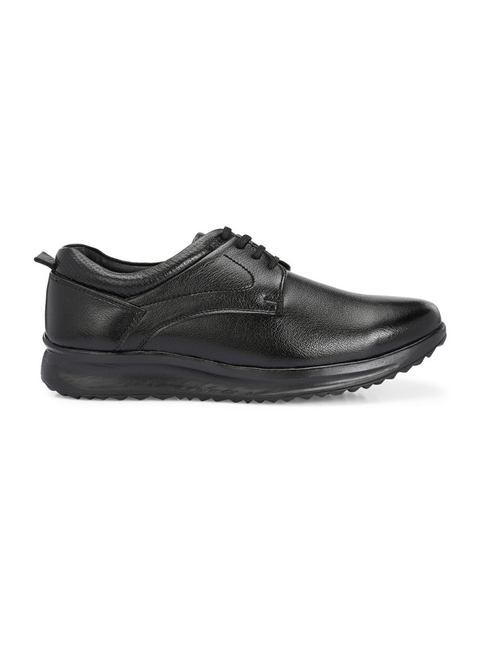 TokyoSole Premium Black Leather Oxford Formal Shoes for Men (HRLFR009BLK)