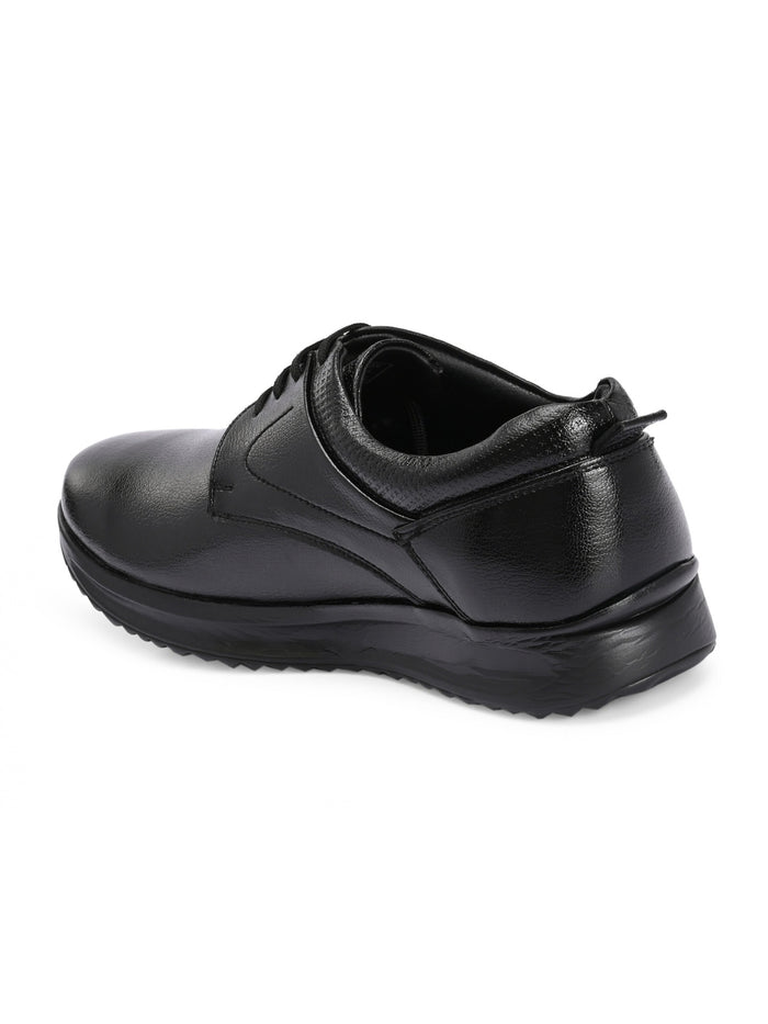 TokyoSole Premium Black Leather Oxford Formal Shoes for Men (HRLFR009BLK)