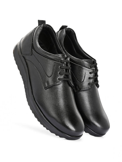 TokyoSole Premium Black Leather Oxford Formal Shoes for Men (HRLFR009BLK)