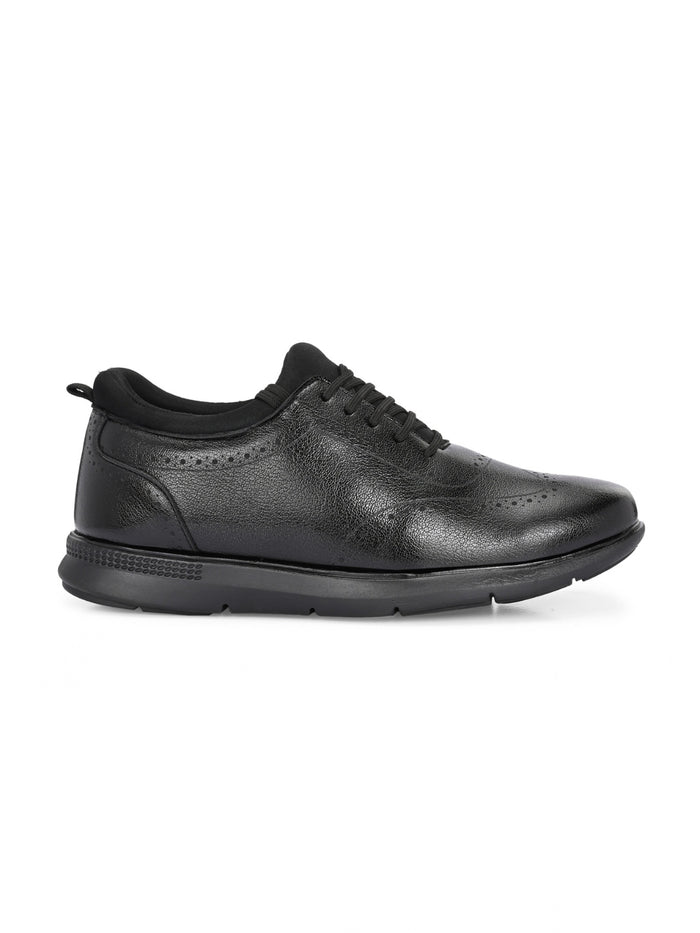 TokyoSole Premium Black Textured Leather Derby Shoes for Men (HRLFR010BLK)