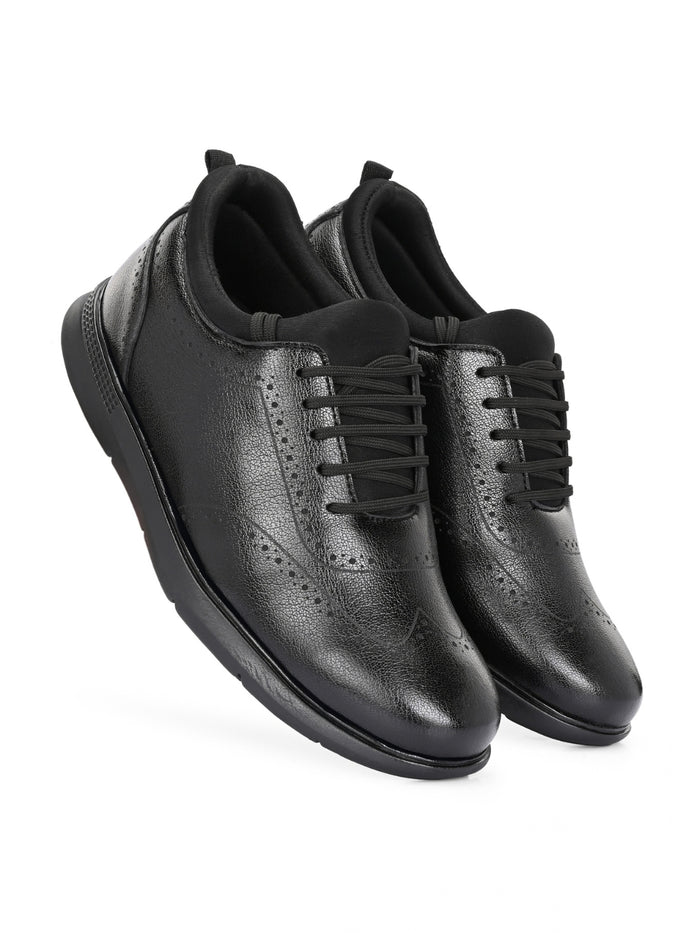 TokyoSole Premium Black Textured Leather Derby Shoes for Men (HRLFR010BLK)