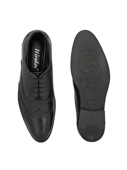 TokyoSole Regal Wingtip Oxford Shoes for Men (HRLFR002BLK)