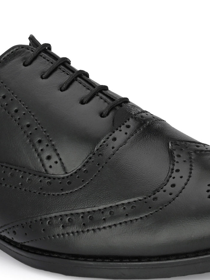 TokyoSole Regal Wingtip Oxford Shoes for Men (HRLFR002BLK)