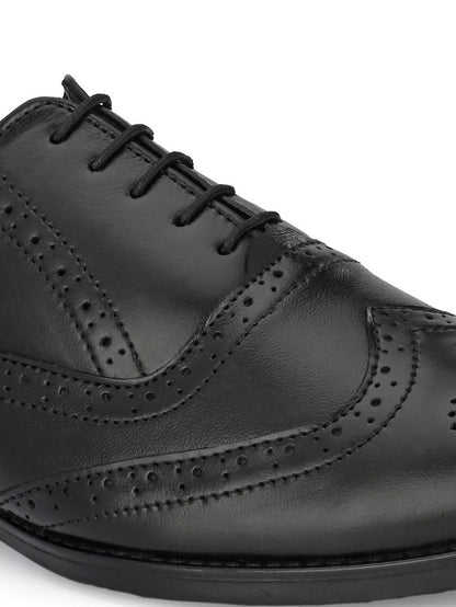 TokyoSole Regal Wingtip Oxford Shoes for Men (HRLFR002BLK)