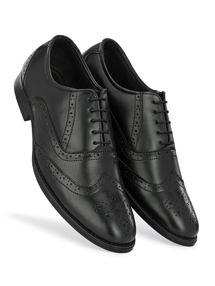 TokyoSole Regal Wingtip Oxford Shoes for Men (HRLFR002BLK)