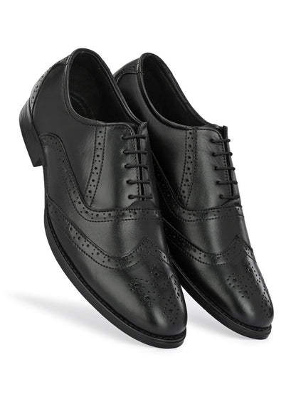 TokyoSole Regal Wingtip Oxford Shoes for Men (HRLFR002BLK)