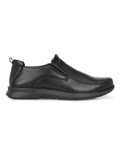 TokyoSole ShadowEase Black Leather Slip-On Shoes for Men (HRLFR007BLK)
