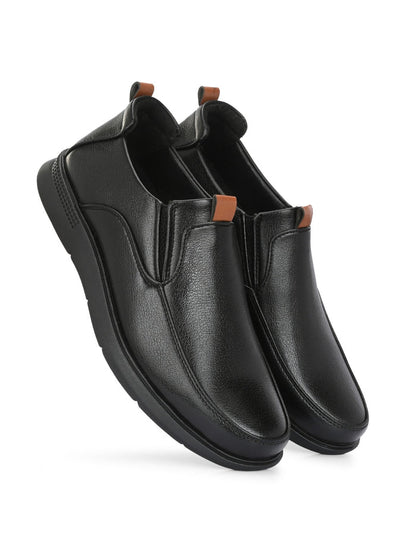 TokyoSole ShadowEase Black Leather Slip-On Shoes for Men (HRLFR007BLK)