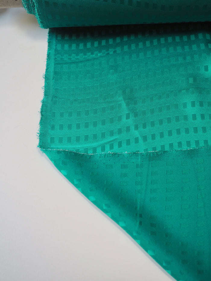 Turquoise Square Light Silk Satin Jacquard