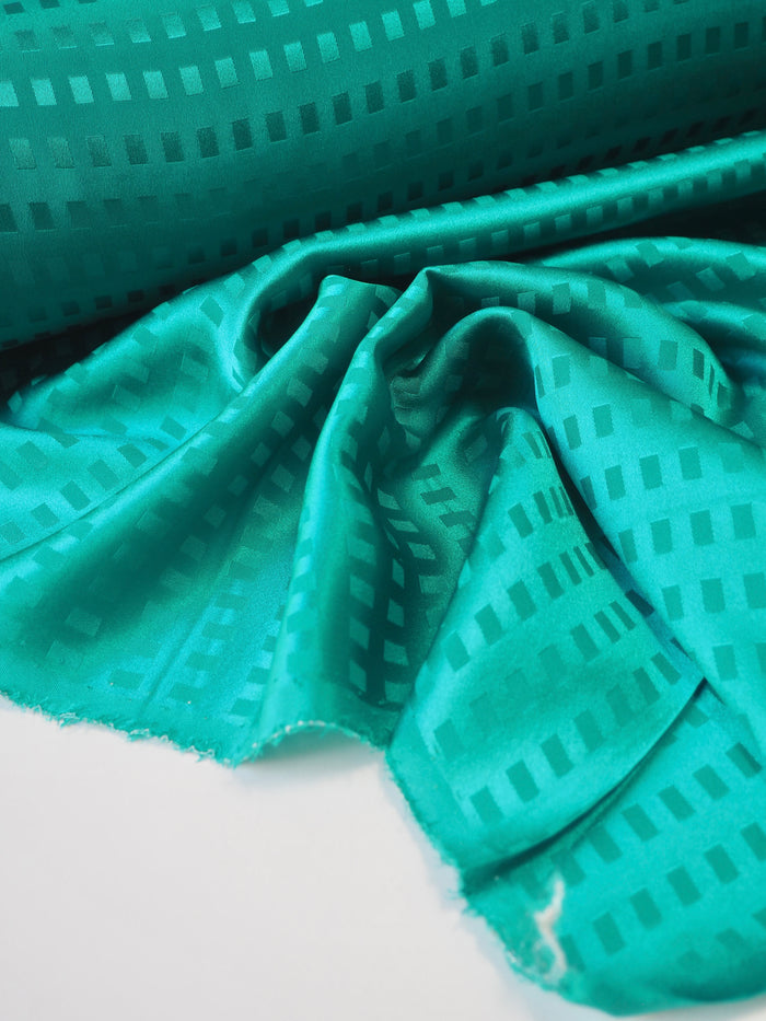 Turquoise Square Light Silk Satin Jacquard