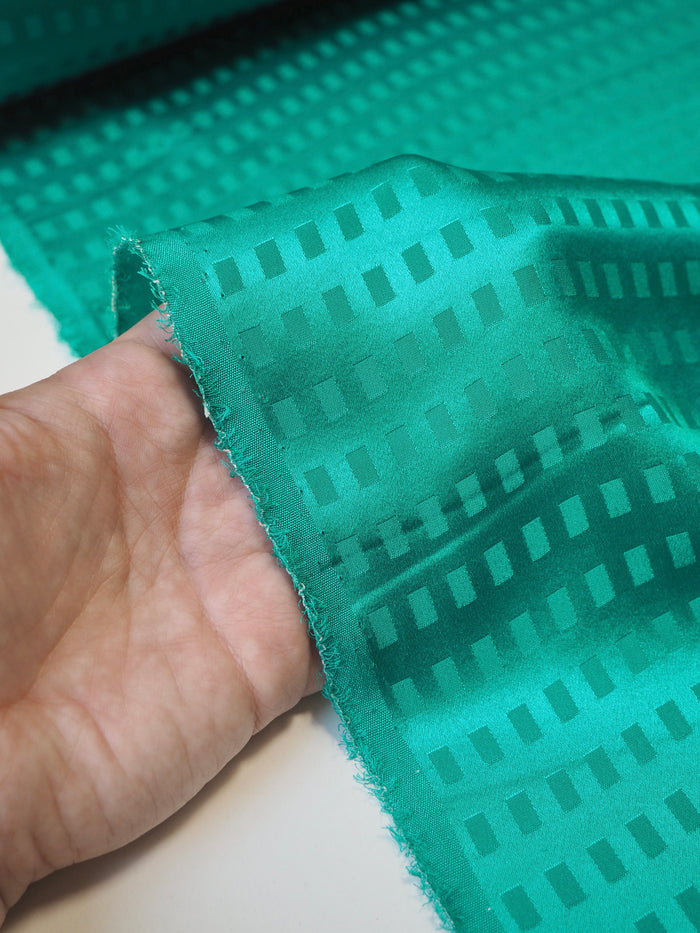 Turquoise Square Light Silk Satin Jacquard