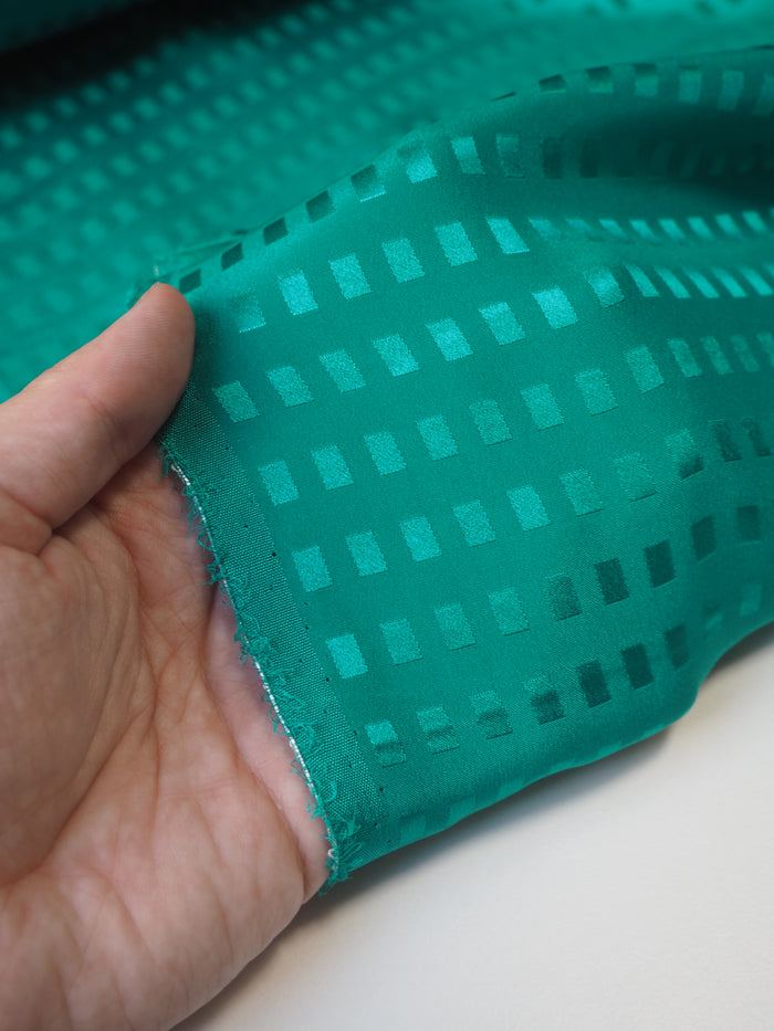 Turquoise Square Light Silk Satin Jacquard