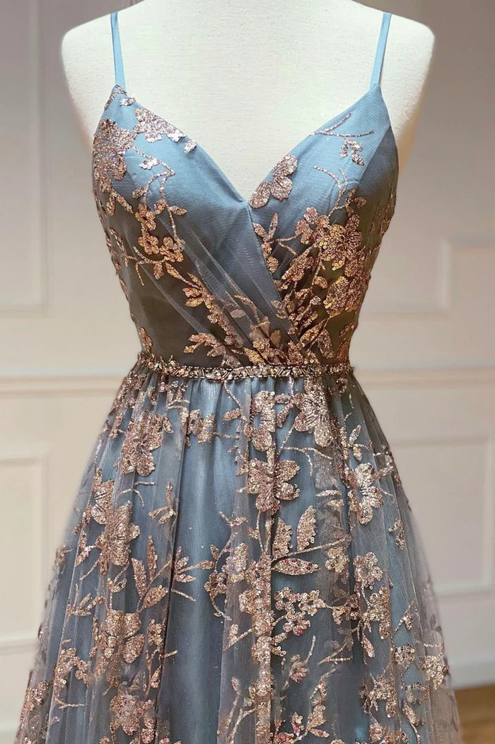 Unique Prom Dress 2023 Spaghetti Straps Corset Back with Pleats