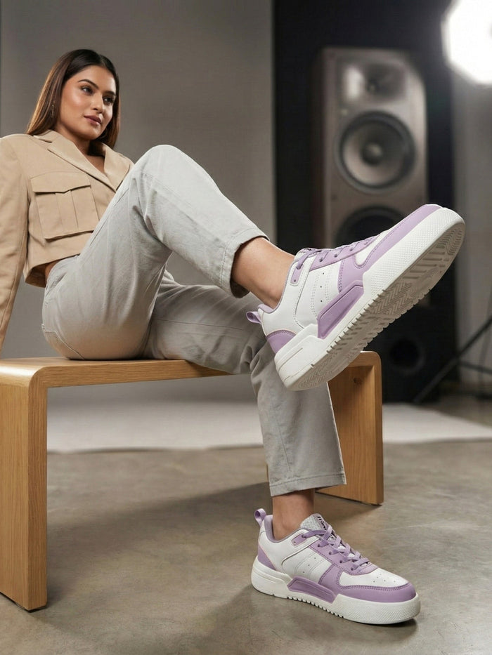 Urbania Women Everyday Comfort Sneaker_Shoes - White/Purple(HRLWSR01WTPL)