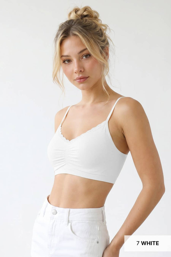 V Neck Lace Bralette ~ White