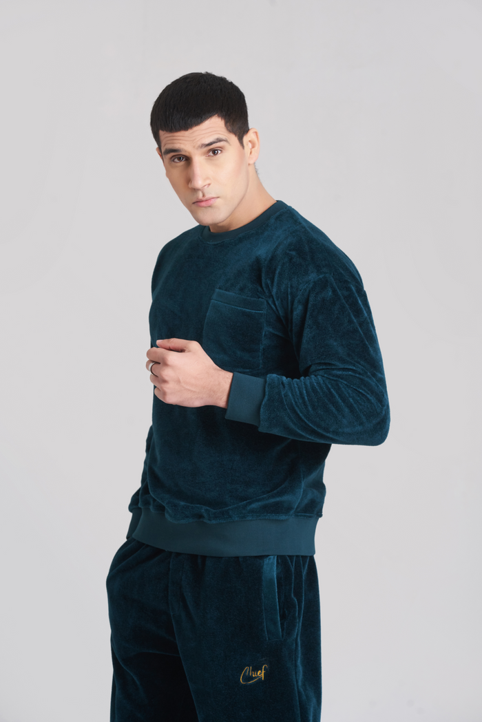 Velour Velvet TrackSuit Men - Poseidon Color