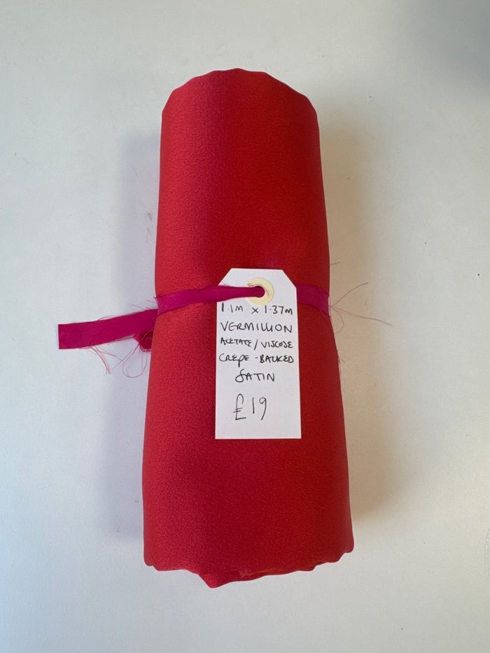 Vermillion Crepe Back Satin Remnant