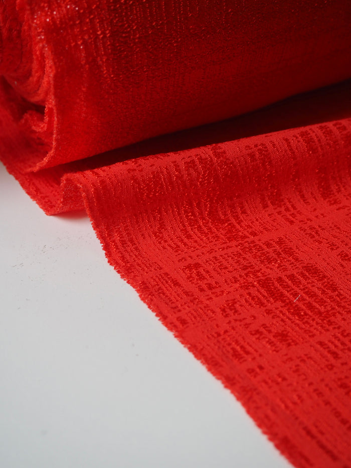 Vermillion Metallic Viscose Jacqaurd