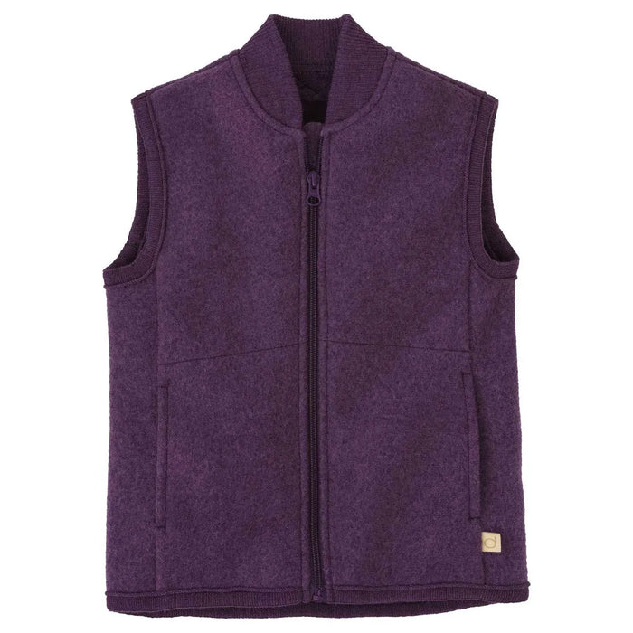Veste sans manches en laine bouillie bio Disana – Aubergine