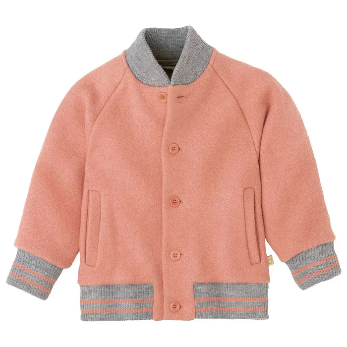Découvrez la veste teddy Disana Soft Pink en laine mérinos bouillie bio : chaude, douce et respirante, idéale pour protéger votre enfant en hiver.