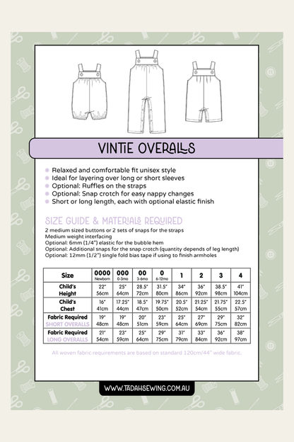 Vintie Overalls Sewing Pattern