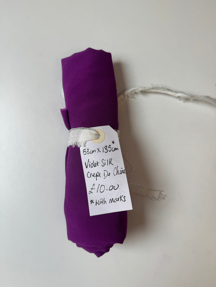 Violet Silk Crepe De Chine Remnant