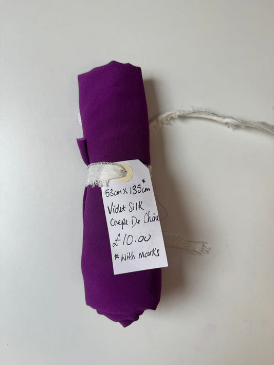 Violet Silk Crepe De Chine Remnant