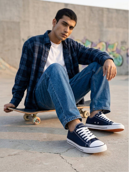 vulcanised Skateboard Sneaker Shoes for Men - Blue (HRL2088BLU)