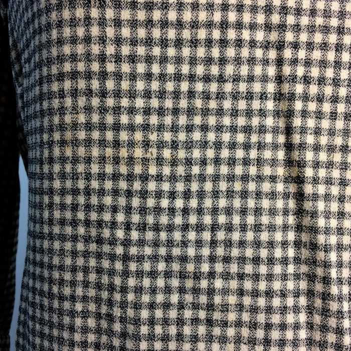 Warm Khaki and Grey Plaid Wool 2 pc Dress Set circa 1950s as is