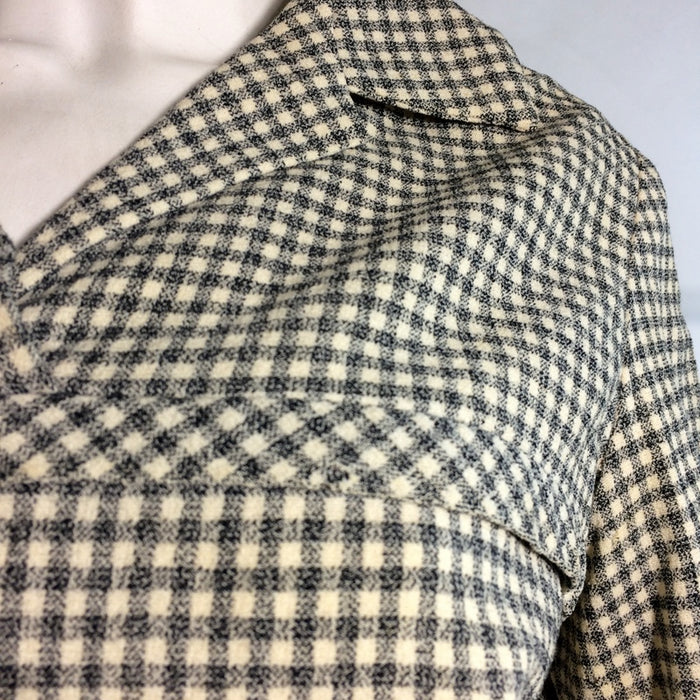 Warm Khaki and Grey Plaid Wool 2 pc Dress Set circa 1950s as is