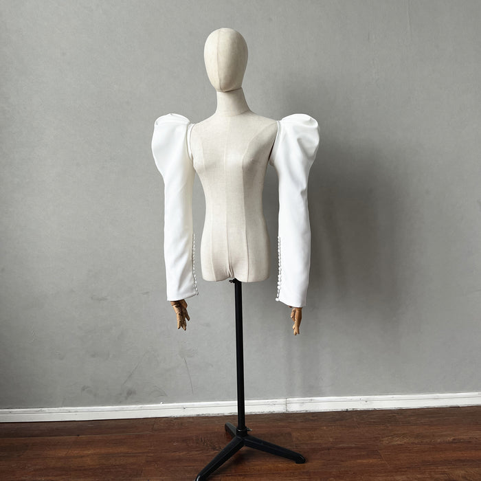 Wedding Sleeves for Bride  Attachable Satin with Buttons