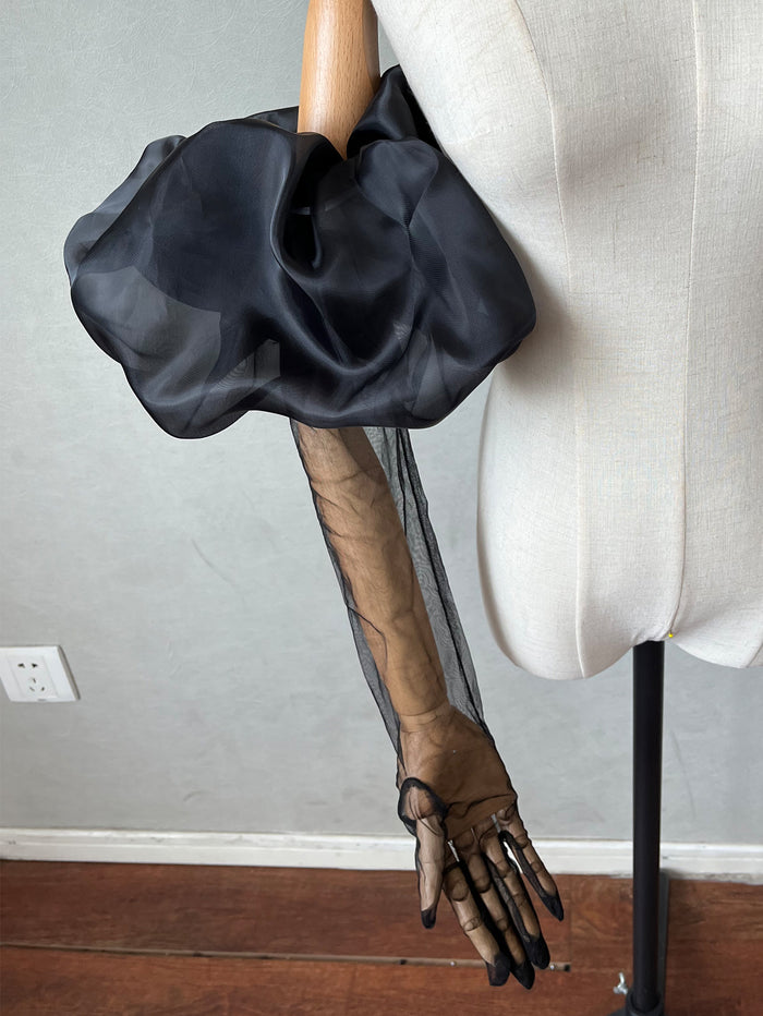 Wedding Sleeves for Bride Detachable Organza with Gloves
